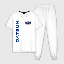 Пижама хлопковая мужская Datsun логотип с эмблемой, цвет: белый