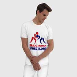 Пижама хлопковая мужская Greco-roman wrestling, цвет: белый — фото 2