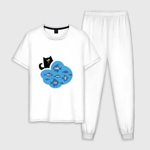 Мужская пижама Кот программиста / Белый – фото 1