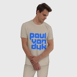 Пижама хлопковая мужская Paul van Dyk: Filled, цвет: миндальный — фото 2