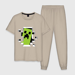 Пижама хлопковая мужская Crash Minecraft, цвет: миндальный