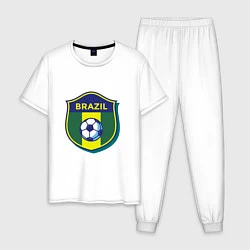 Пижама хлопковая мужская Brazil Football, цвет: белый