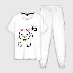Пижама хлопковая мужская Манэки-нэко (Maneki-Neko), цвет: белый
