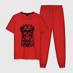 Пижама хлопковая мужская Slayer Skulls, цвет: красный