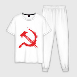 Пижама хлопковая мужская Cерп и молот, цвет: белый