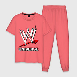 Пижама хлопковая мужская WWE universe, цвет: коралловый