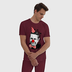 Пижама хлопковая мужская Евгений Петросян клоун цвета меланж-бордовый — фото 2