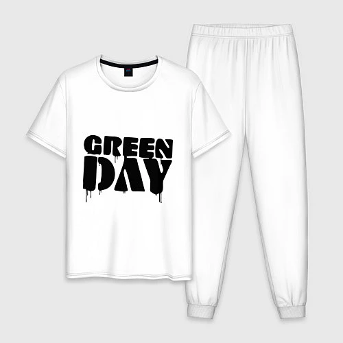 Мужская пижама Greeen Day: spray style / Белый – фото 1