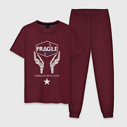 Пижама хлопковая мужская Fragile Express цвета меланж-бордовый — фото 1