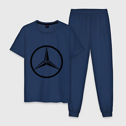 Пижама хлопковая мужская Mercedes-Benz logo, цвет: тёмно-синий