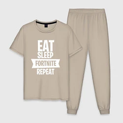 Пижама хлопковая мужская Eat Sleep Fortnite Repeat, цвет: миндальный