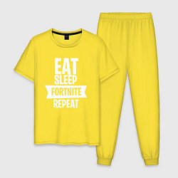 Пижама хлопковая мужская Eat Sleep Fortnite Repeat, цвет: желтый