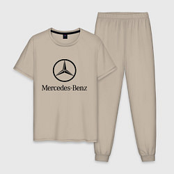 Пижама хлопковая мужская Logo Mercedes-Benz, цвет: миндальный