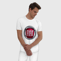Пижама хлопковая мужская FIAT logo, цвет: белый — фото 2