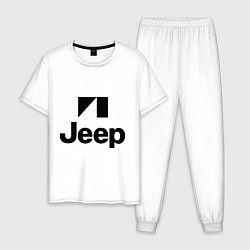Пижама хлопковая мужская Jeep logo, цвет: белый