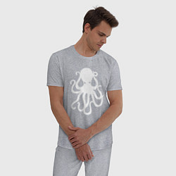 Пижама хлопковая мужская Кракен-осьминог, цвет: меланж — фото 2