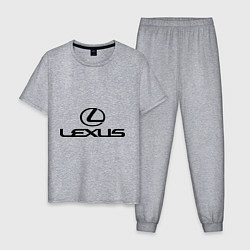 Пижама хлопковая мужская Lexus logo, цвет: меланж