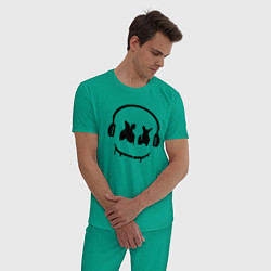 Пижама хлопковая мужская Marshmello Music, цвет: зеленый — фото 2
