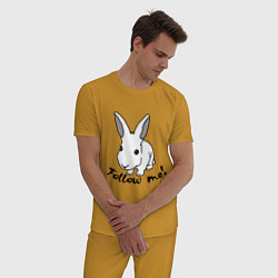 Пижама хлопковая мужская Rabbit: follow me, цвет: горчичный — фото 2