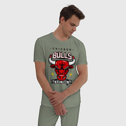Пижама хлопковая мужская Chicago Bulls est. 1966, цвет: авокадо — фото 2
