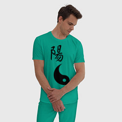 Пижама хлопковая мужская Ян парная, цвет: зеленый — фото 2
