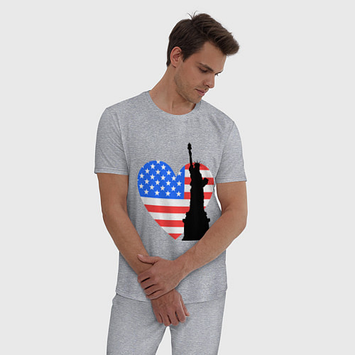 Мужская пижама Люблю Америку / Меланж – фото 3