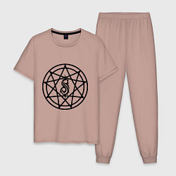 Пижама хлопковая мужская Slipknot Pentagram, цвет: пыльно-розовый