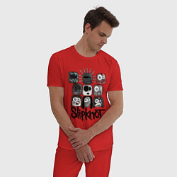 Пижама хлопковая мужская Slipknot Masks, цвет: красный — фото 2
