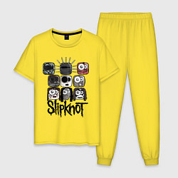 Пижама хлопковая мужская Slipknot Masks, цвет: желтый