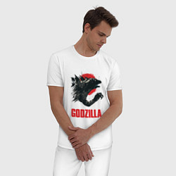 Пижама хлопковая мужская Godzilla: Red Sun, цвет: белый — фото 2