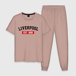 Пижама хлопковая мужская FC Liverpool Est. 1892, цвет: пыльно-розовый