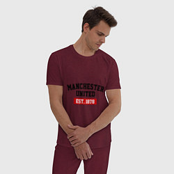 Пижама хлопковая мужская FC Manchester United Est. 1878, цвет: меланж-бордовый — фото 2