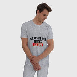 Пижама хлопковая мужская FC Manchester United Est. 1878, цвет: меланж — фото 2