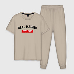 Пижама хлопковая мужская FC Real Madrid Est. 1902, цвет: миндальный