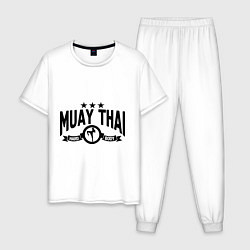 Пижама хлопковая мужская Muay thai boxing, цвет: белый
