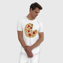 Пижама хлопковая мужская Пицца парная, цвет: белый — фото 2