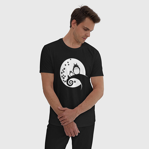 Мужская пижама Тоторо на Луне / Черный – фото 3