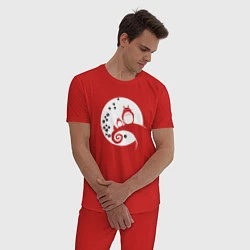 Пижама хлопковая мужская Тоторо на Луне, цвет: красный — фото 2