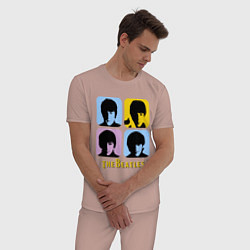 Пижама хлопковая мужская The Beatles: pop-art, цвет: пыльно-розовый — фото 2