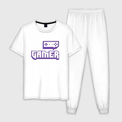 Пижама хлопковая мужская Twitch Gamer, цвет: белый