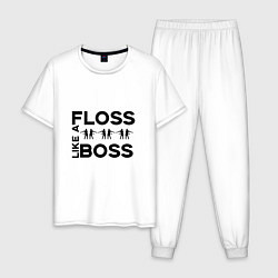 Пижама хлопковая мужская Floss like a boss, цвет: белый