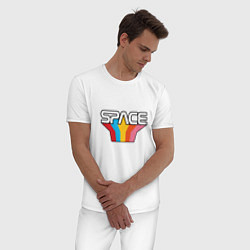 Пижама хлопковая мужская Space Star, цвет: белый — фото 2