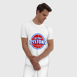 Пижама хлопковая мужская Detroit Pistons - logo, цвет: белый — фото 2