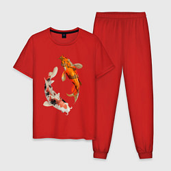 Пижама хлопковая мужская Инь-Ян, цвет: красный