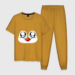 Пижама хлопковая мужская Морда пингвина, цвет: горчичный