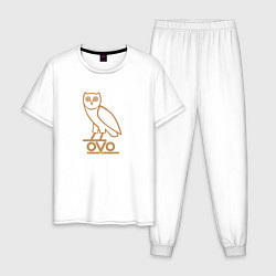 Пижама хлопковая мужская OVO Owl, цвет: белый