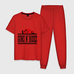 Пижама хлопковая мужская Guns n Roses: rose, цвет: красный