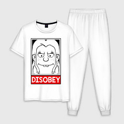 Пижама хлопковая мужская Disenchantment Disobey, цвет: белый