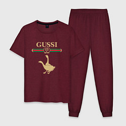 Пижама хлопковая мужская GUSSI Fashion, цвет: меланж-бордовый