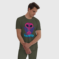Пижама хлопковая мужская Пришелец, цвет: меланж-хаки — фото 2